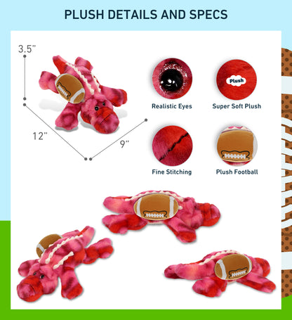 SUPER-SOFT PLUSH - PINK TIE-DYE SITTING ALLIGATOR 8" WITH FOOTBALL PLUSH