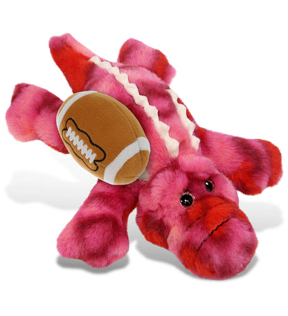SUPER-SOFT PLUSH - PINK TIE-DYE SITTING ALLIGATOR 8" WITH FOOTBALL PLUSH