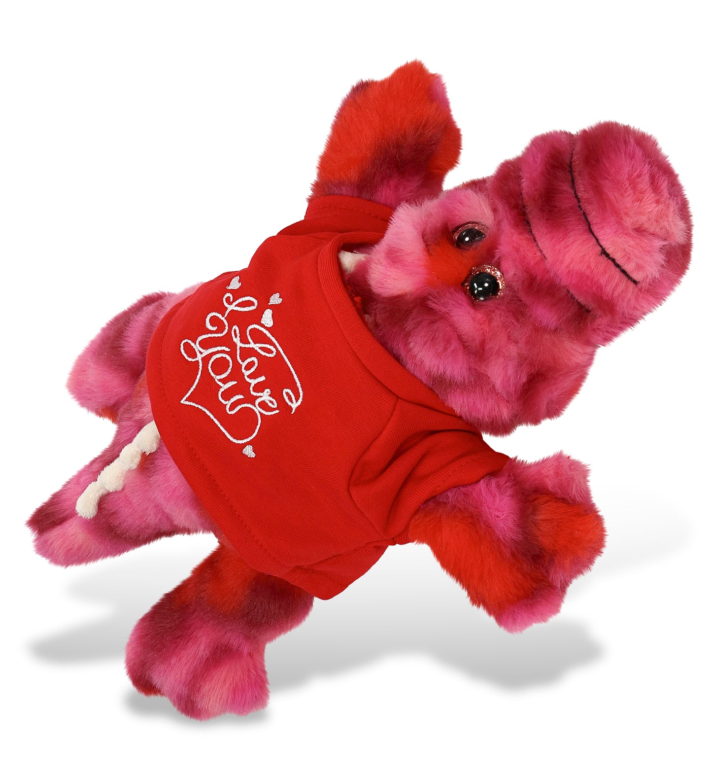 PLUSH I LOVE YOU RED SHIRT- SUPER-SOFT PLUSH - PINK TIE-DYE ALLIGATOR 12"