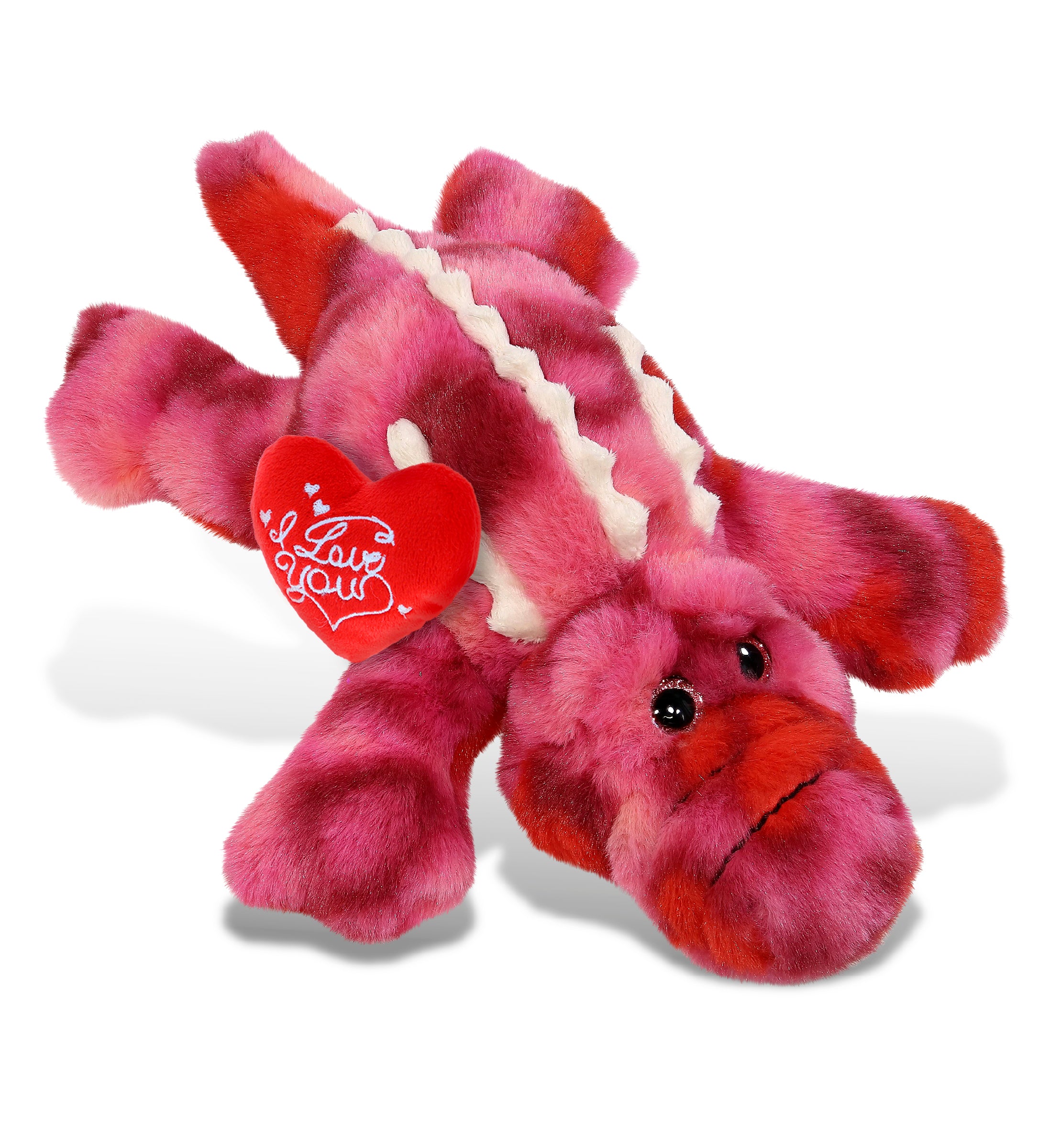 PLUSH I LOVE YOU RED HEART - SUPER-SOFT PLUSH - PINK TIE-DYE ALLIGATOR 12"