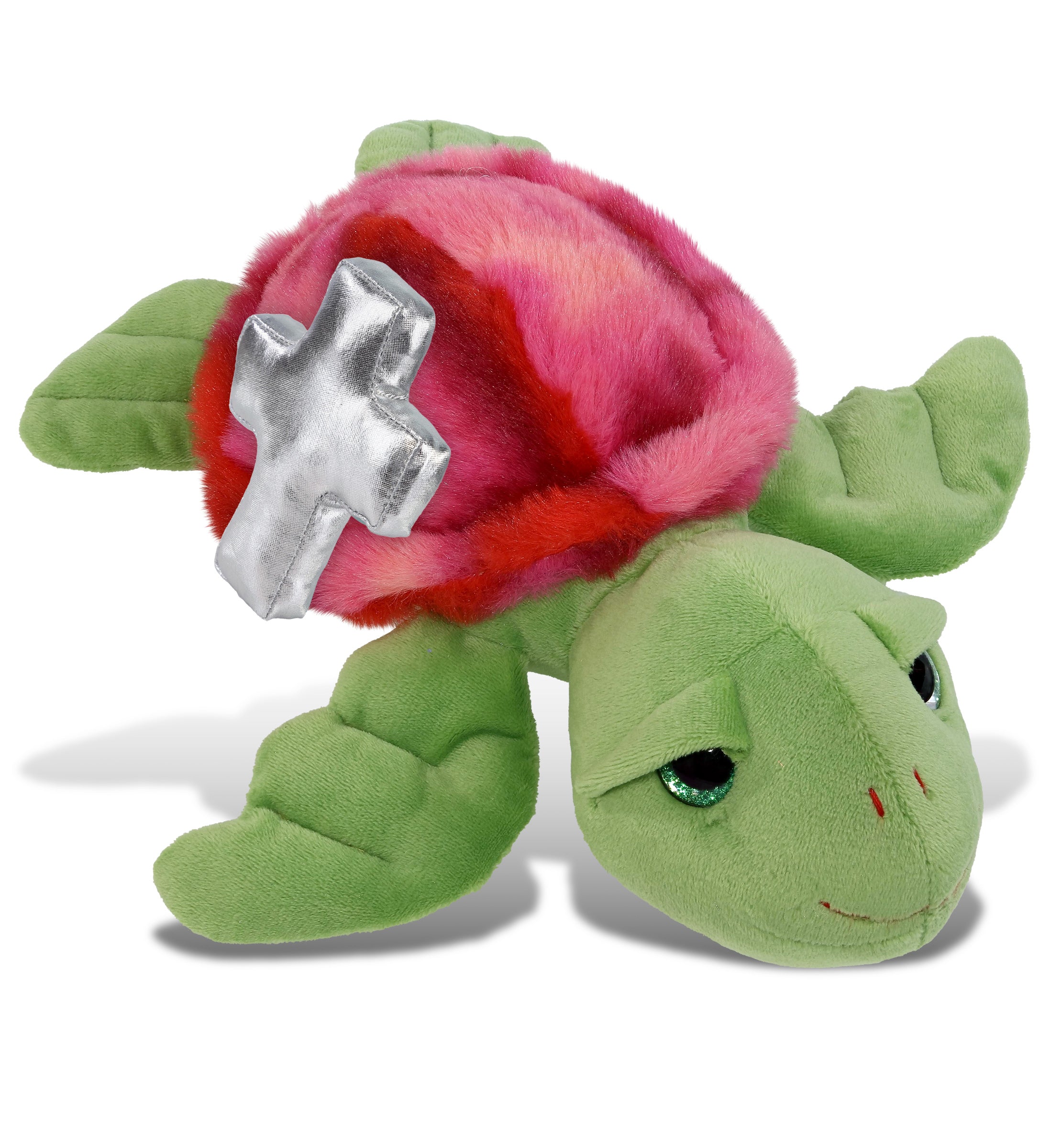 PLUSH CROSS - SUPER-SOFT PLUSH - PINK TIE-DYE GREEN SEA TURTLE10"