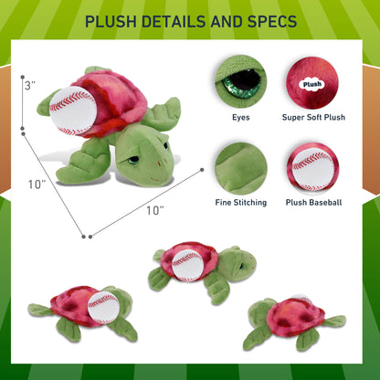 SUPER-SOFT PLUSH - PINK TIE-DYE GREEN SEA TURTLE10" WITH BASEBALL PLUSH