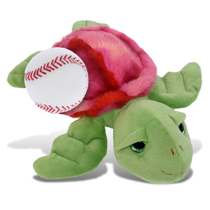 SUPER-SOFT PLUSH - PINK TIE-DYE GREEN SEA TURTLE10" WITH BASEBALL PLUSH