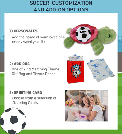 SUPER-SOFT PLUSH - PINK TIE-DYE GREEN SEA TURTLE10" WITH SOCCER PLUSH