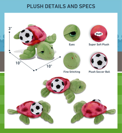 SUPER-SOFT PLUSH - PINK TIE-DYE GREEN SEA TURTLE10" WITH SOCCER PLUSH