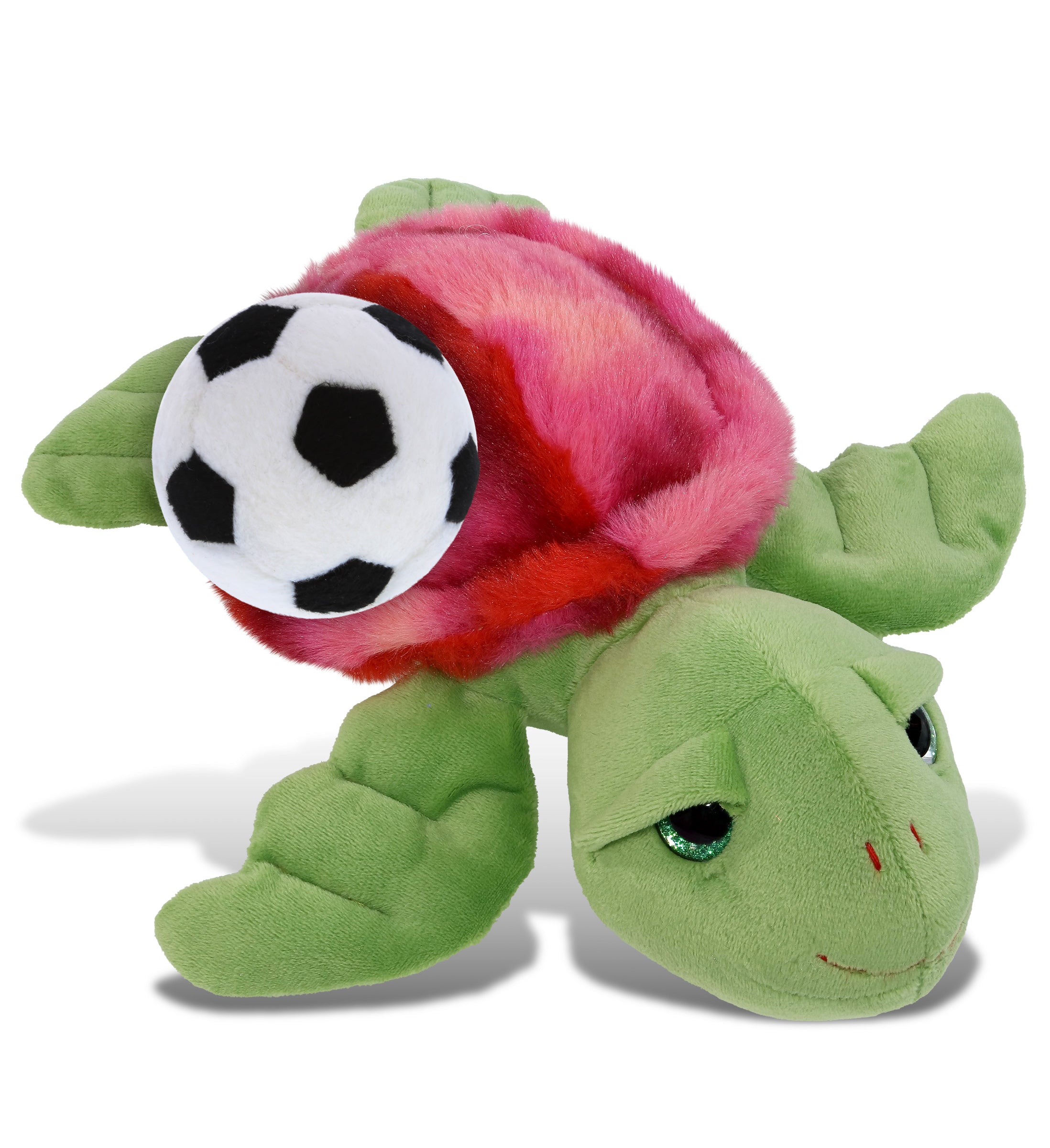 SUPER-SOFT PLUSH - PINK TIE-DYE GREEN SEA TURTLE10" WITH SOCCER PLUSH