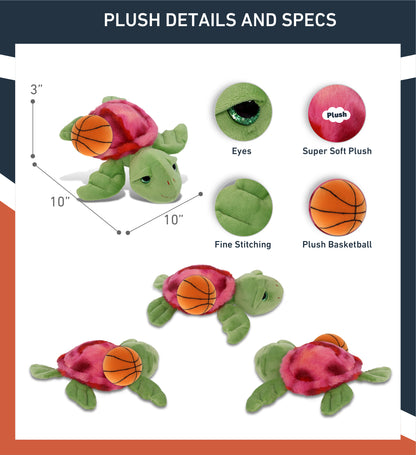 SUPER-SOFT PLUSH - PINK TIE-DYE GREEN SEA TURTLE10" WITH BASKETBALL PLUSH