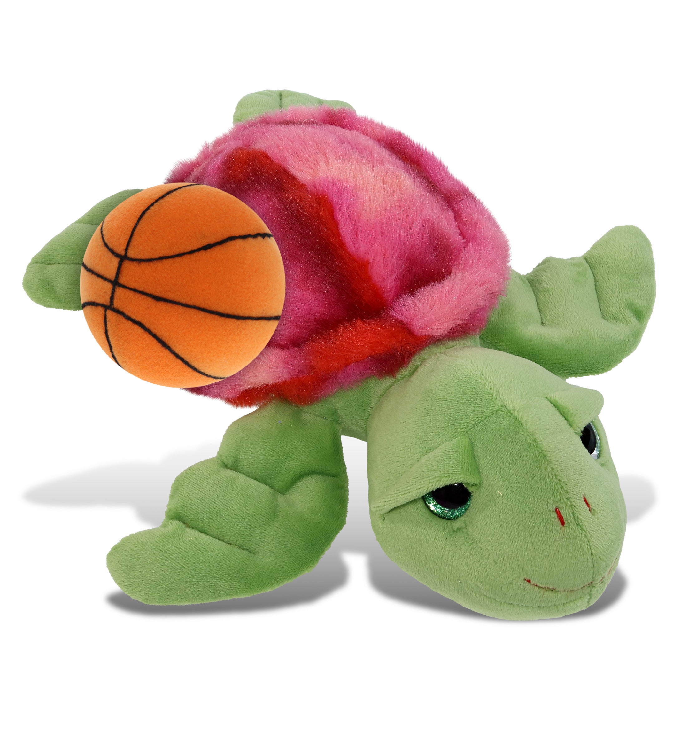 SUPER-SOFT PLUSH - PINK TIE-DYE GREEN SEA TURTLE10" WITH BASKETBALL PLUSH