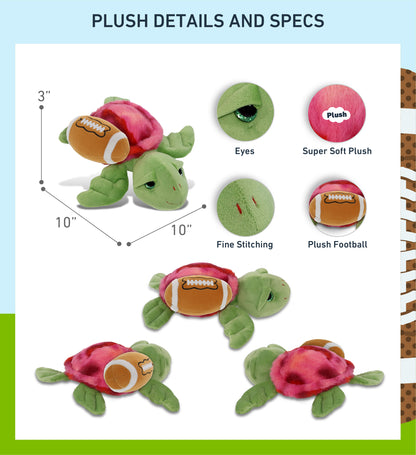 SUPER-SOFT PLUSH - PINK TIE-DYE GREEN SEA TURTLE10" WITH FOOTBALL PLUSH