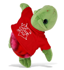 PLUSH I LOVE YOU RED SHIRT- SUPER-SOFT PLUSH - PINK TIE-DYE GREEN SEA TURTLE10"