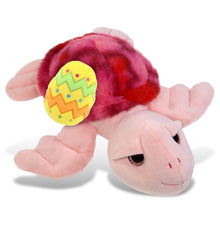 DolliBu Cute Pink Tie-Dye Sea Turtle with Yellow Easter Egg Plush - 10 Inches