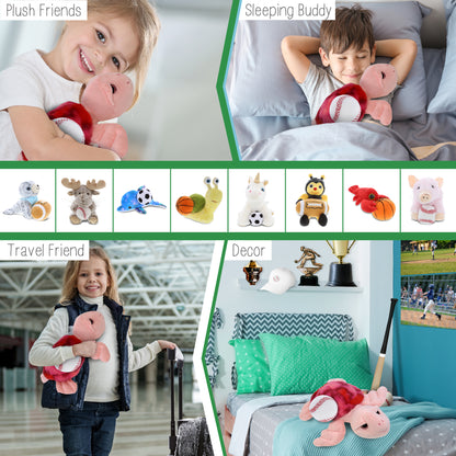 SUPER-SOFT PLUSH - PINK TIE-DYE SEA TURTLE10" WITH BASEBALL PLUSH