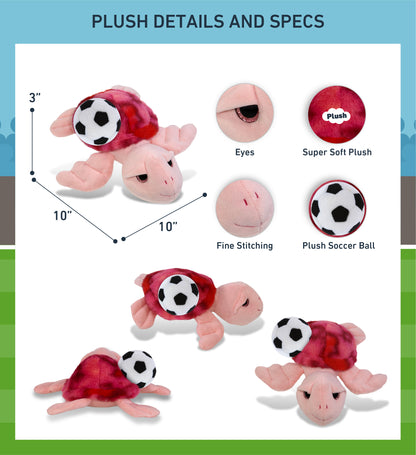SUPER-SOFT PLUSH - PINK TIE-DYE SEA TURTLE10" WITH SOCCER PLUSH
