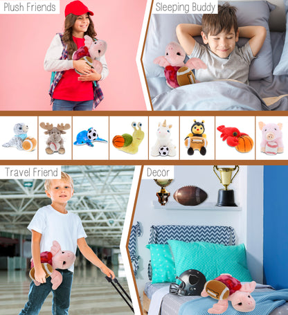 SUPER-SOFT PLUSH - PINK TIE-DYE SEA TURTLE10" WITH FOOTBALL PLUSH