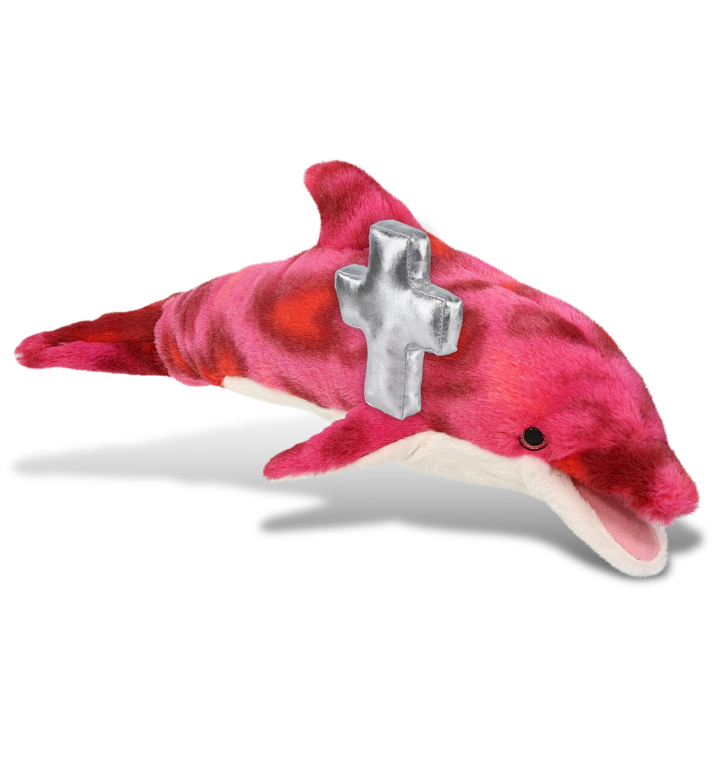 PLUSH CROSS - SUPER-SOFT PLUSH - PINK TIE-DYE DOLPHIN 18"