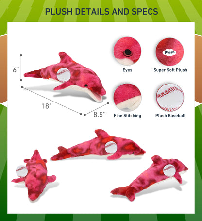 SUPER-SOFT PLUSH - PINK TIE-DYE DOLPHIN 18" WITH BASEBALL PLUSH