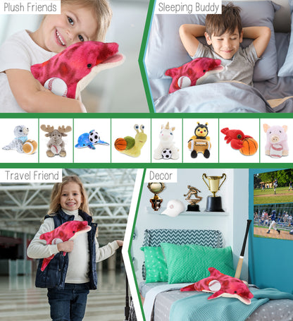 SUPER-SOFT PLUSH - PINK TIE-DYE DOLPHIN 18" WITH BASEBALL PLUSH