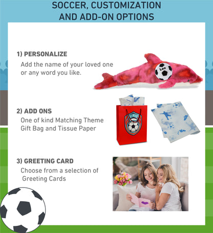 SUPER-SOFT PLUSH - PINK TIE-DYE DOLPHIN 18" WITH SOCCER PLUSH