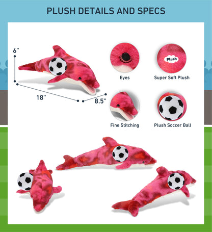 SUPER-SOFT PLUSH - PINK TIE-DYE DOLPHIN 18" WITH SOCCER PLUSH