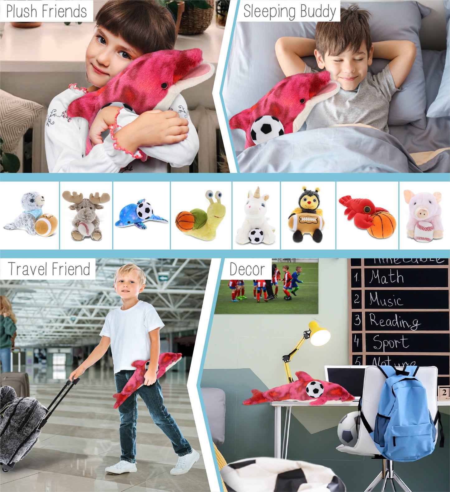 SUPER-SOFT PLUSH - PINK TIE-DYE DOLPHIN 18" WITH SOCCER PLUSH