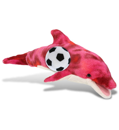 SUPER-SOFT PLUSH - PINK TIE-DYE DOLPHIN 18" WITH SOCCER PLUSH