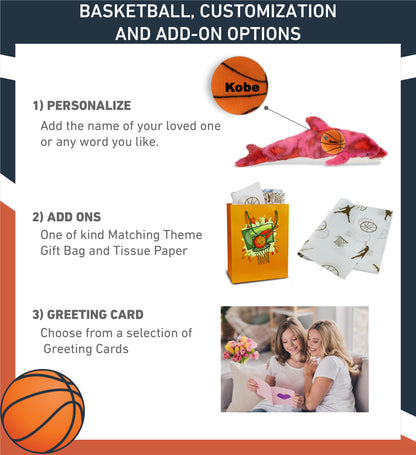 SUPER-SOFT PLUSH - PINK TIE-DYE DOLPHIN 18" WITH BASKETBALL PLUSH