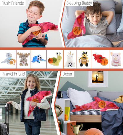 SUPER-SOFT PLUSH - PINK TIE-DYE DOLPHIN 18" WITH BASKETBALL PLUSH