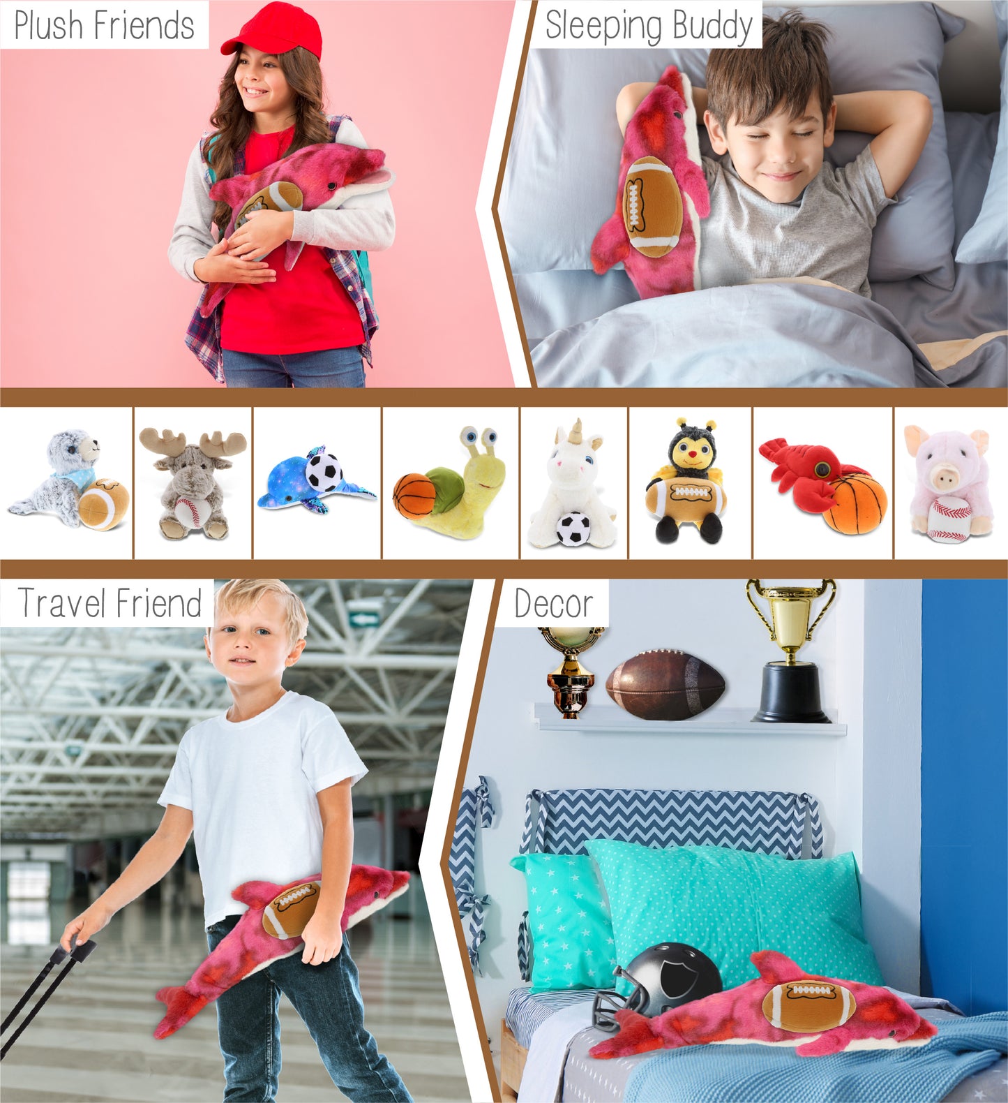 SUPER-SOFT PLUSH - PINK TIE-DYE DOLPHIN 18" WITH FOOTBALL PLUSH