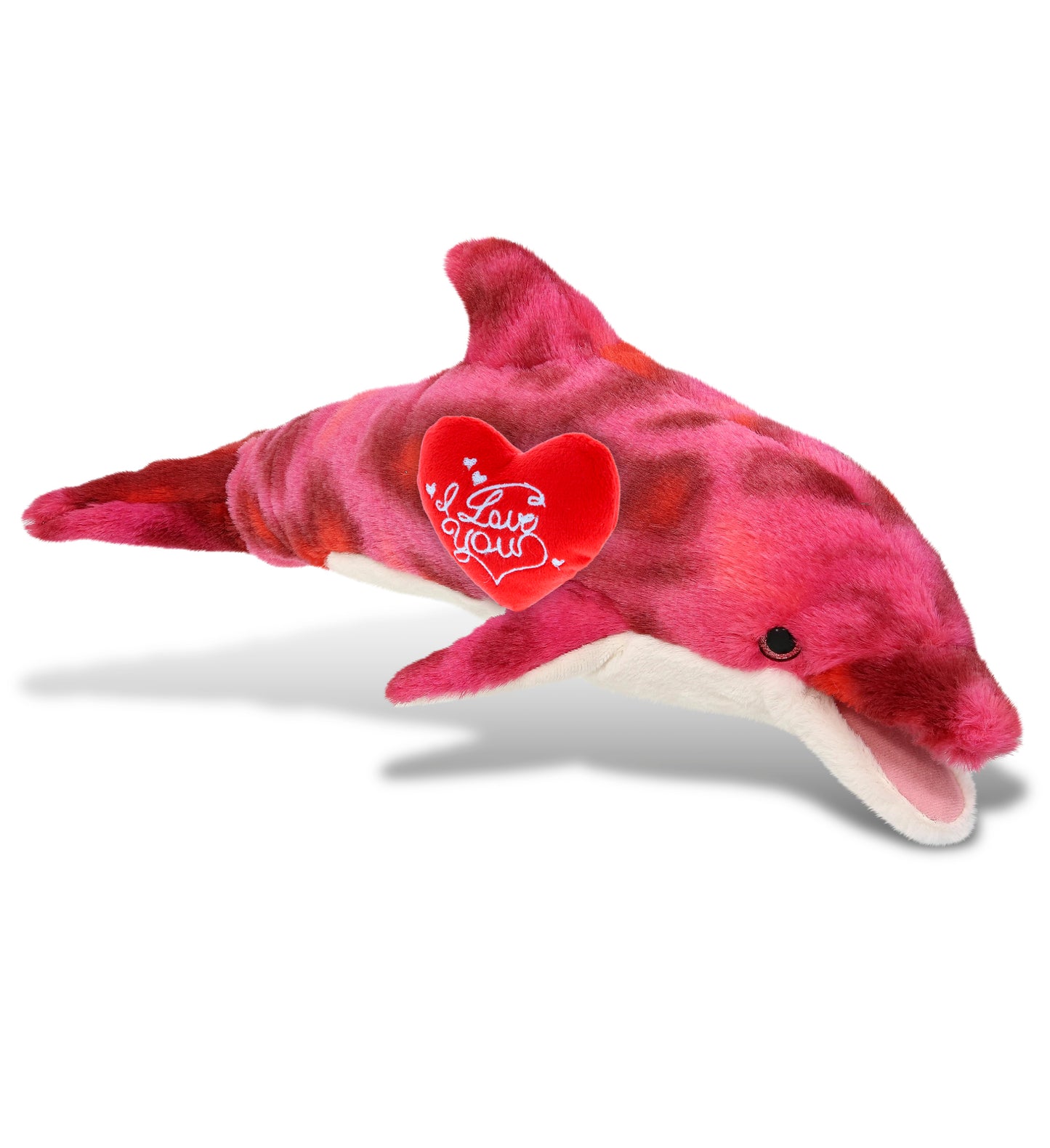 PLUSH I LOVE YOU RED HEART - SUPER-SOFT PLUSH - PINK TIE-DYE DOLPHIN 18"