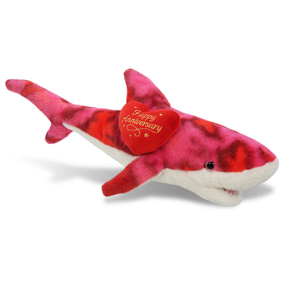 SUPER-SOFT PLUSH - PINK TIE-DYE SHARK 23" WITH HAPPY ANNIVERSARY HEART