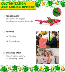 DolliBu Pink Tie-Dye Shark Stuffed Animal with Green Plush Shamrock - 23 Inches