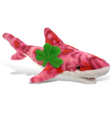 DolliBu Pink Tie-Dye Shark Stuffed Animal with Green Plush Shamrock - 23 Inches