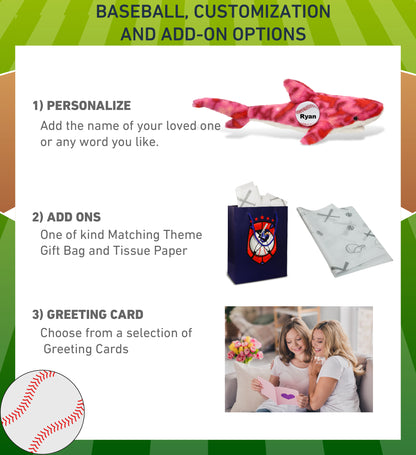 SUPER-SOFT PLUSH - PINK TIE-DYE SHARK 23" WITH BASEBALL PLUSH