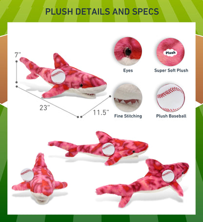 SUPER-SOFT PLUSH - PINK TIE-DYE SHARK 23" WITH BASEBALL PLUSH