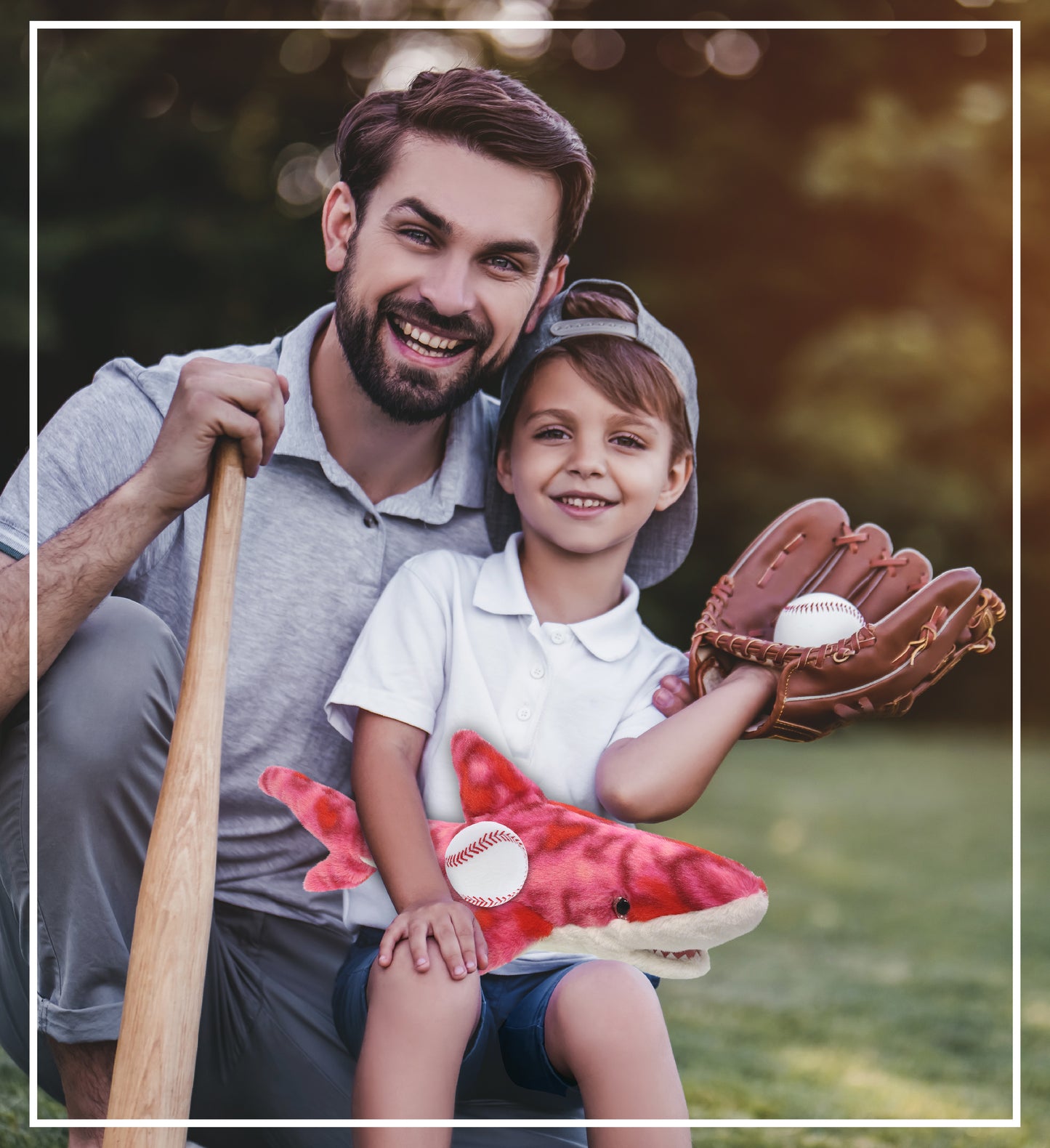 SUPER-SOFT PLUSH - PINK TIE-DYE SHARK 23" WITH BASEBALL PLUSH