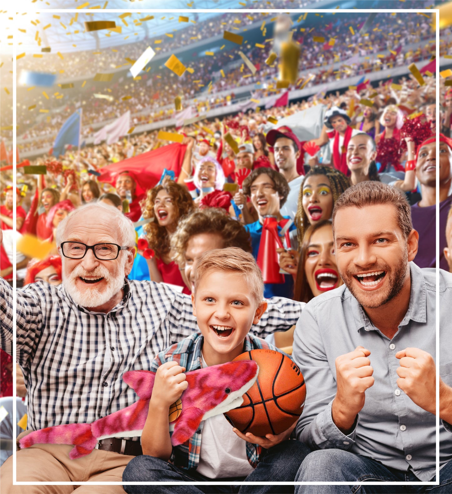 SUPER-SOFT PLUSH - PINK TIE-DYE SHARK 23" WITH BASKETBALL PLUSH