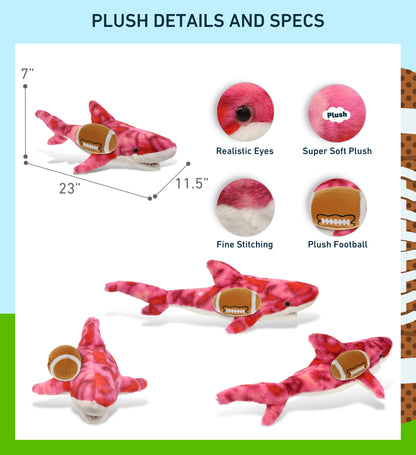 SUPER-SOFT PLUSH - PINK TIE-DYE SHARK 23" WITH FOOTBALL PLUSH