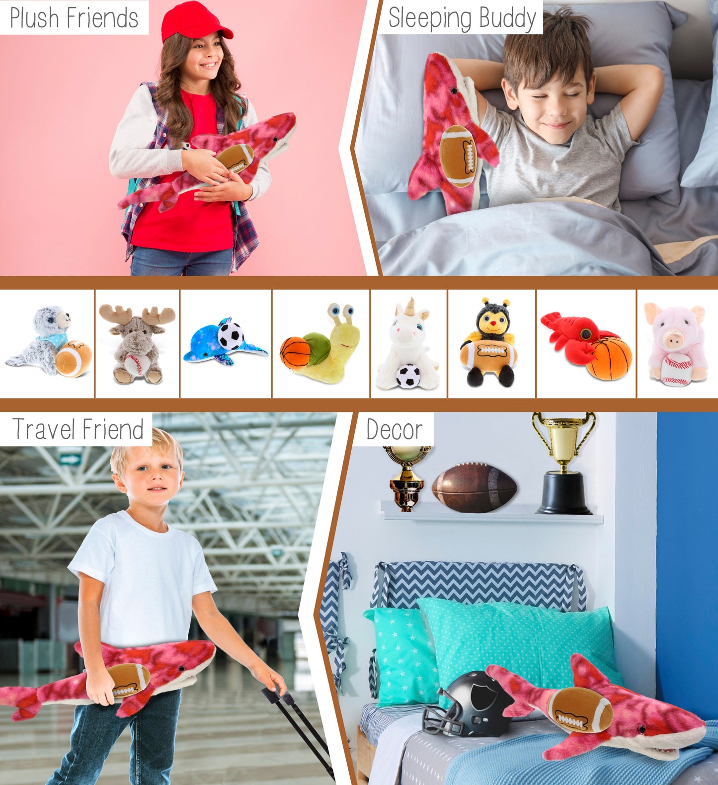 SUPER-SOFT PLUSH - PINK TIE-DYE SHARK 23" WITH FOOTBALL PLUSH