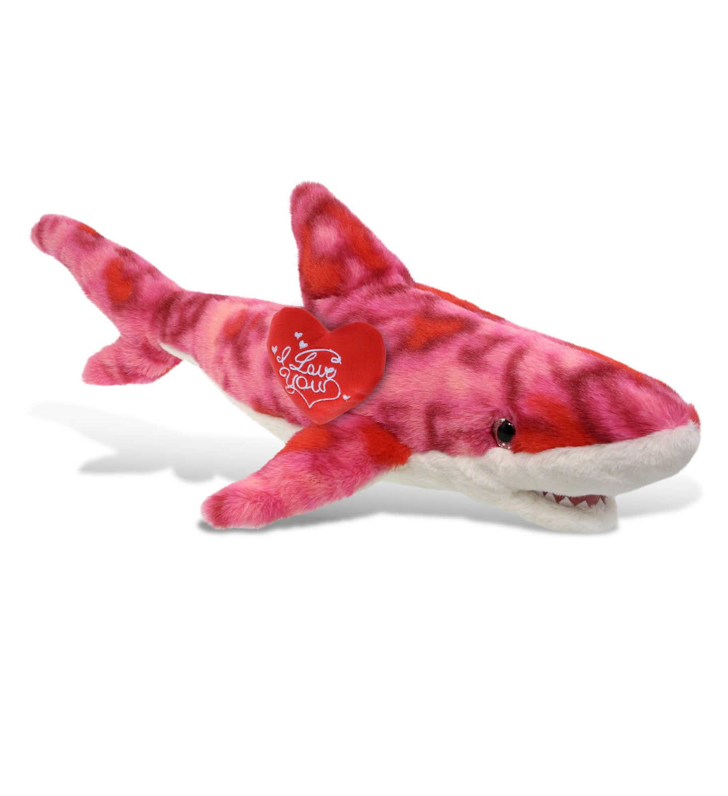 PLUSH I LOVE YOU RED HEART - SUPER-SOFT PLUSH - PINK TIE-DYE SHARK 23"