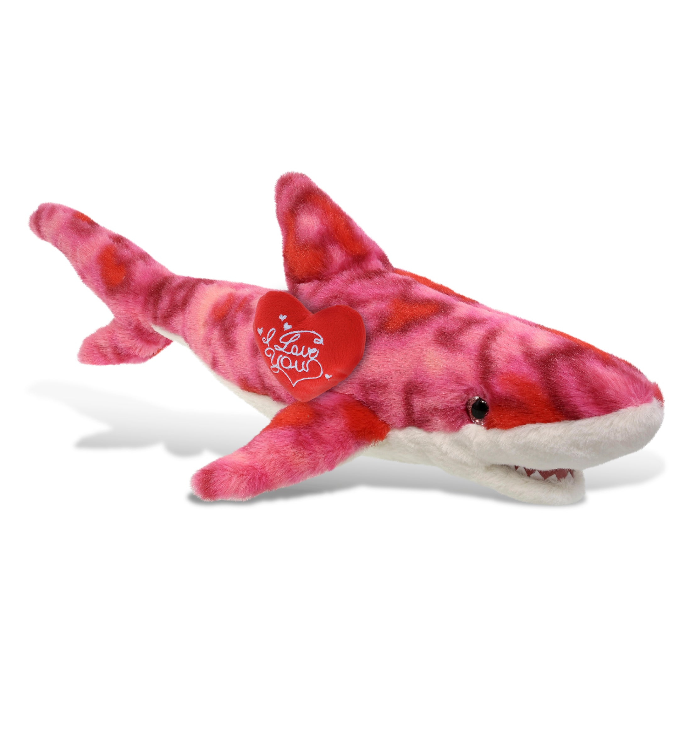 PLUSH I LOVE YOU RED HEART - SUPER-SOFT PLUSH - PINK TIE-DYE SHARK 23"