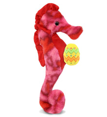 DolliBu Super Soft Pink Tie-Dye Seahorse with Yellow Easter Egg Plush - 15 Inch