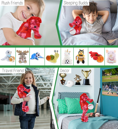 SUPER-SOFT PLUSH - PINK TIE-DYE SEAHORSE 15" WITH BASEBALL PLUSH