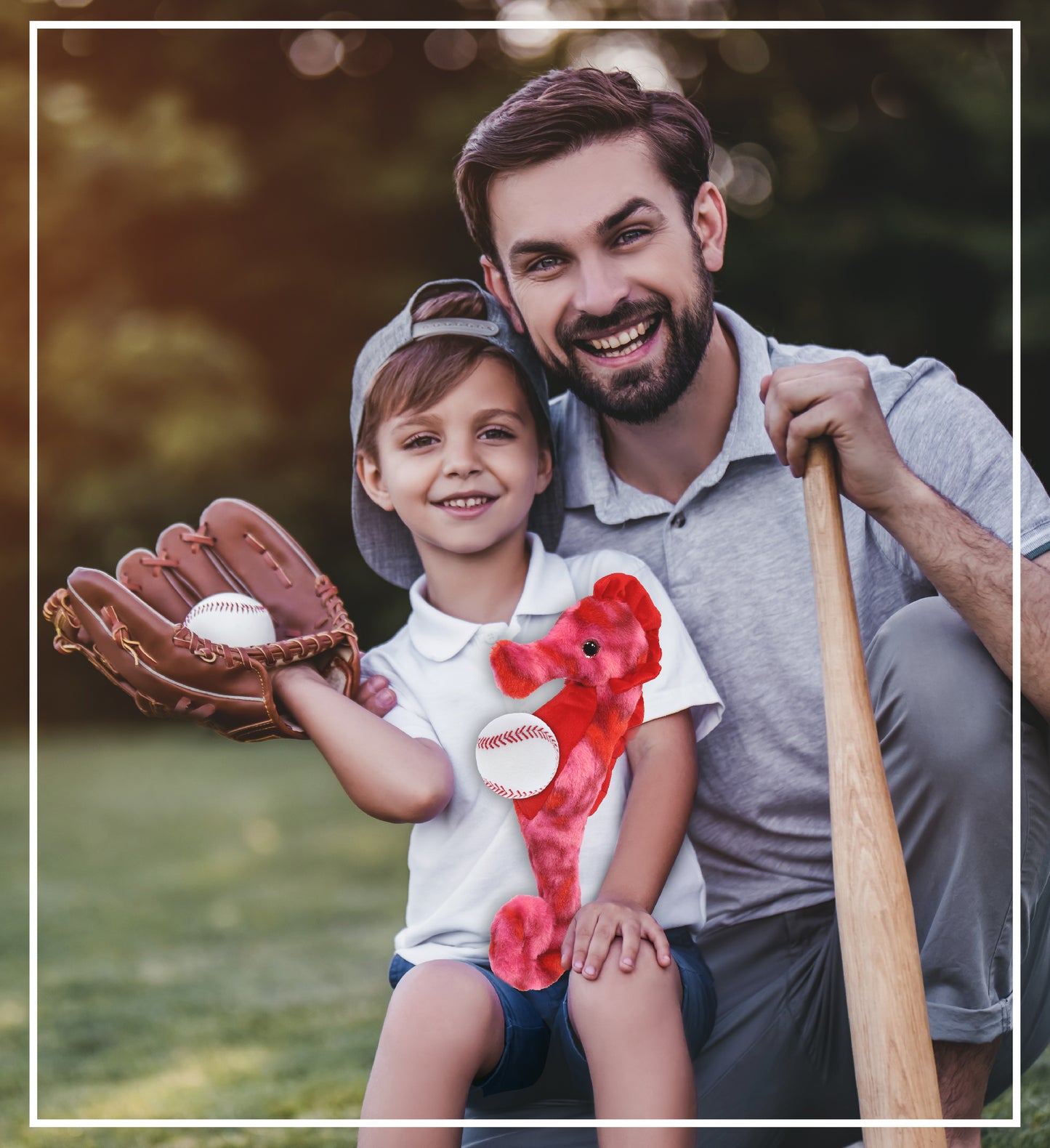 SUPER-SOFT PLUSH - PINK TIE-DYE SEAHORSE 15" WITH BASEBALL PLUSH