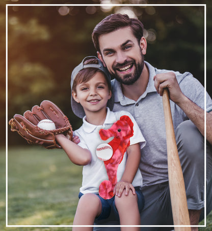SUPER-SOFT PLUSH - PINK TIE-DYE SEAHORSE 15" WITH BASEBALL PLUSH