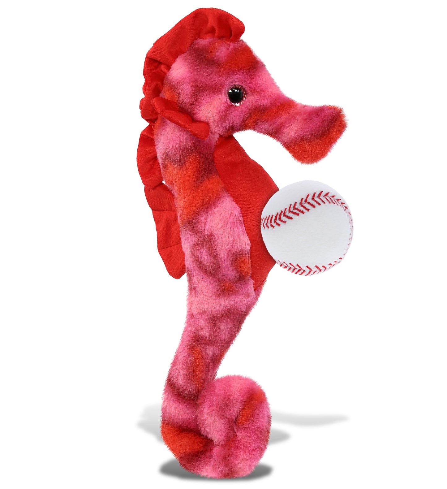 SUPER-SOFT PLUSH - PINK TIE-DYE SEAHORSE 15" WITH BASEBALL PLUSH