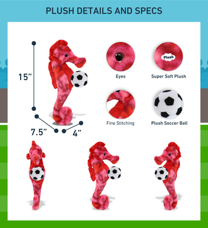 SUPER-SOFT PLUSH - PINK TIE-DYE SEAHORSE 15" WITH SOCCER PLUSH