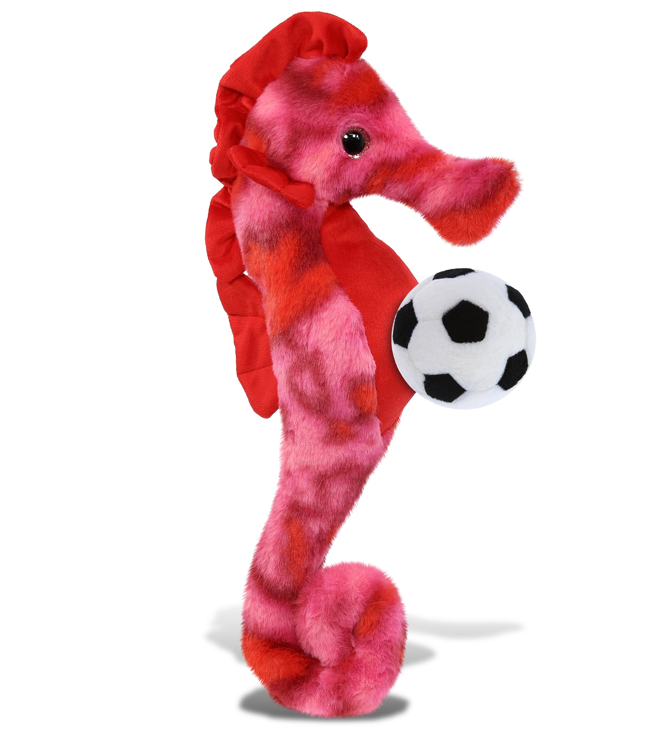 SUPER-SOFT PLUSH - PINK TIE-DYE SEAHORSE 15" WITH SOCCER PLUSH