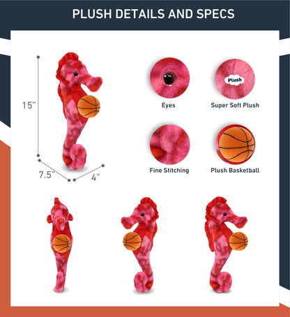 SUPER-SOFT PLUSH - PINK TIE-DYE SEAHORSE 15" WITH BASKETBALL PLUSH