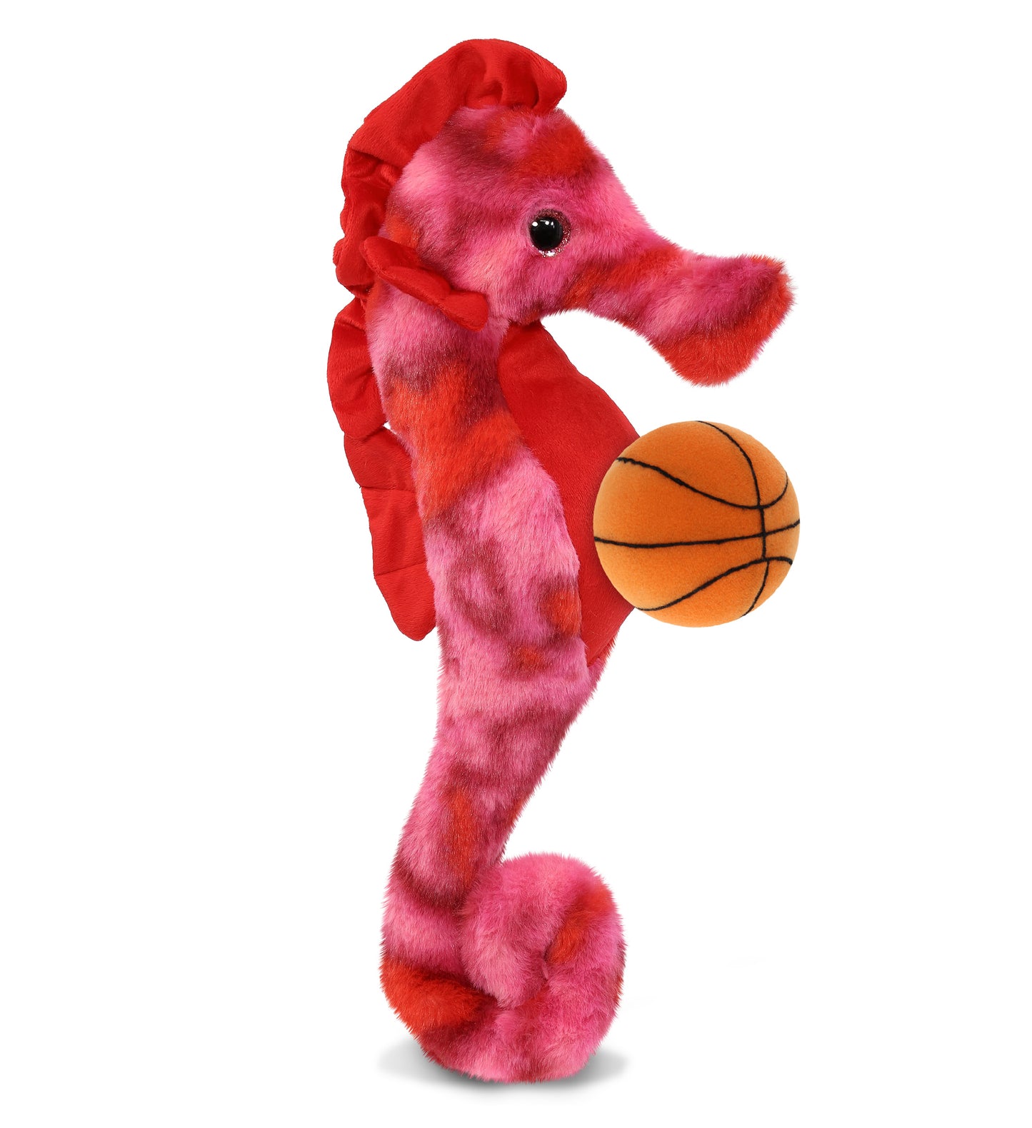 SUPER-SOFT PLUSH - PINK TIE-DYE SEAHORSE 15" WITH BASKETBALL PLUSH