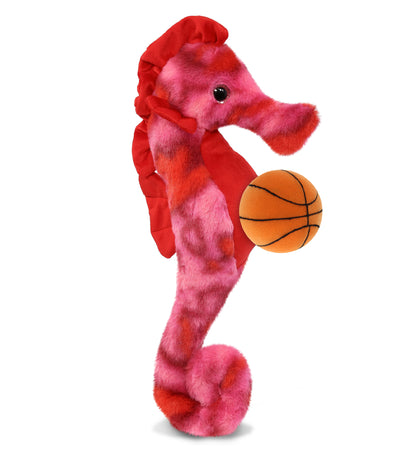 SUPER-SOFT PLUSH - PINK TIE-DYE SEAHORSE 15" WITH BASKETBALL PLUSH